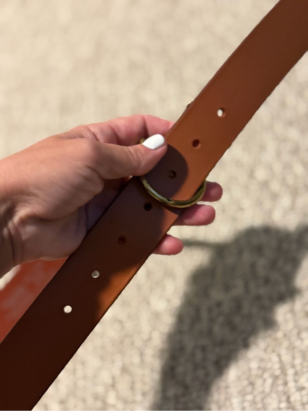 American Eagle Outfitters Brown Leather Belt with Gold Ring Buckle